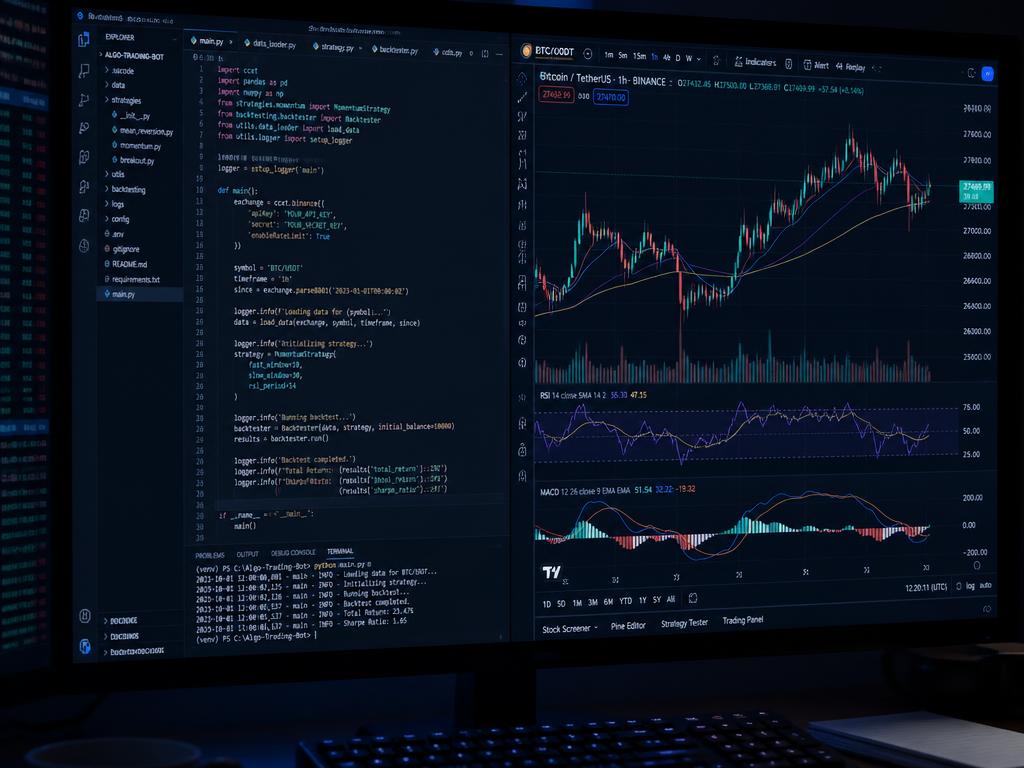 Algo-Trading über API mit Code und Live-Chart