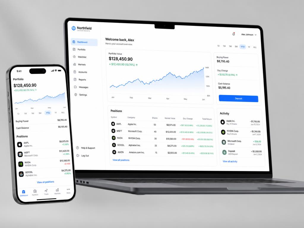 Client Portal und mobile App mit Depotübersicht
